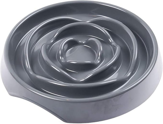 Messy Mutts Interactive Slow Feeder | Puzzle Slow Feeder Dog or Cat Bowl | Enrichment Food Dish to Slow Eating, Prevent Bloating | 8” x 1.3” | 1.75 Cup | Cool Grey