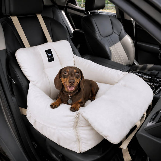 JACKO & CO - Premium Dog Car Seat for Small Dogs 1-25lbs (Beige Small)
