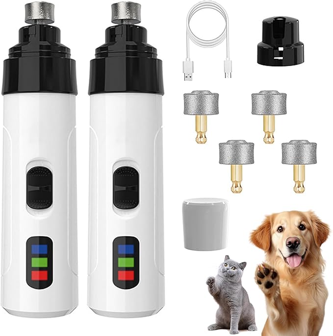Silent Groom Pro Dog Nail Grinder, Quiet & Safe Pet Nail Grinder and Trimmer, Professional Low Noise Nail Clipper Alternative for Dogs (2+4*Replacement Header)