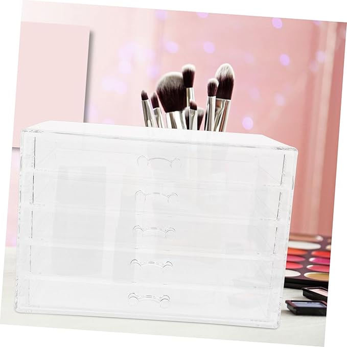 Cabilock Five Storage Box Acrylic Jewelry Organizer Makeup Holder Desktop Drawers for Countertop