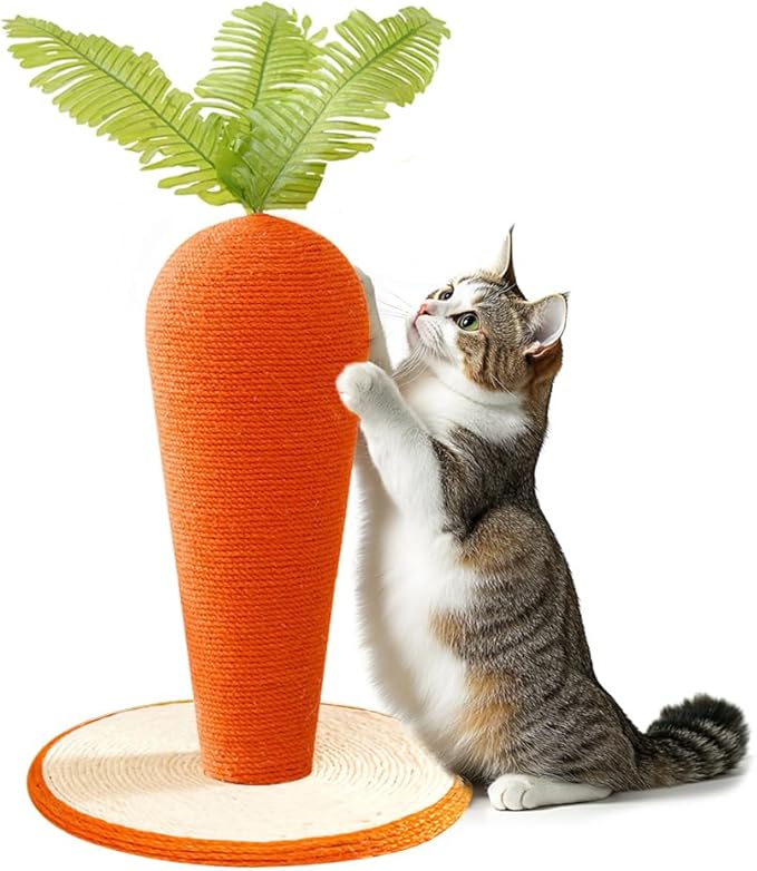 Carrot Cat Scratching Post, CuteTall Scratching Post, Indoor Nature Sisal Cat Scratcher for Cats and Kittens