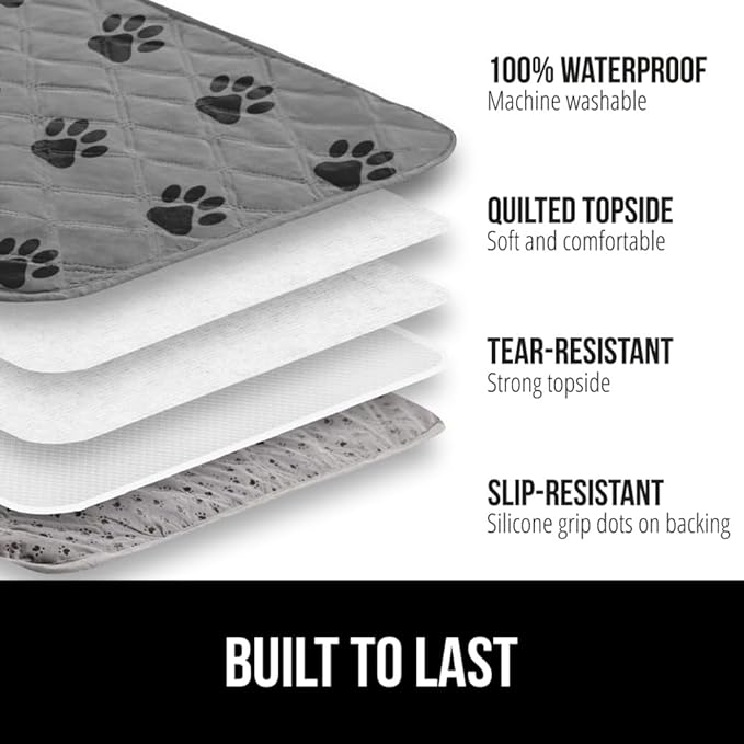 GORILLA GRIP Waterproof Dog Blanket, Couch Cover for Dogs Washable, Protects Sofa, Furniture, Crate, Car, RV Essentials Pet Supplies, Tear and Slip Resistant Leakproof Cushion Cover, 30x70 Gray Paw