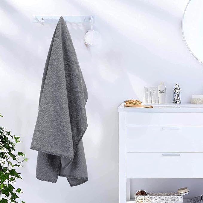 JML Towels, Pack of 4 Extra Large Bath Towel (30" x 60") - Absorbent Microfiber Bathroom Towels for Body, Adult, Hair, Yoga, Swimming, Grey Diamond Embossed