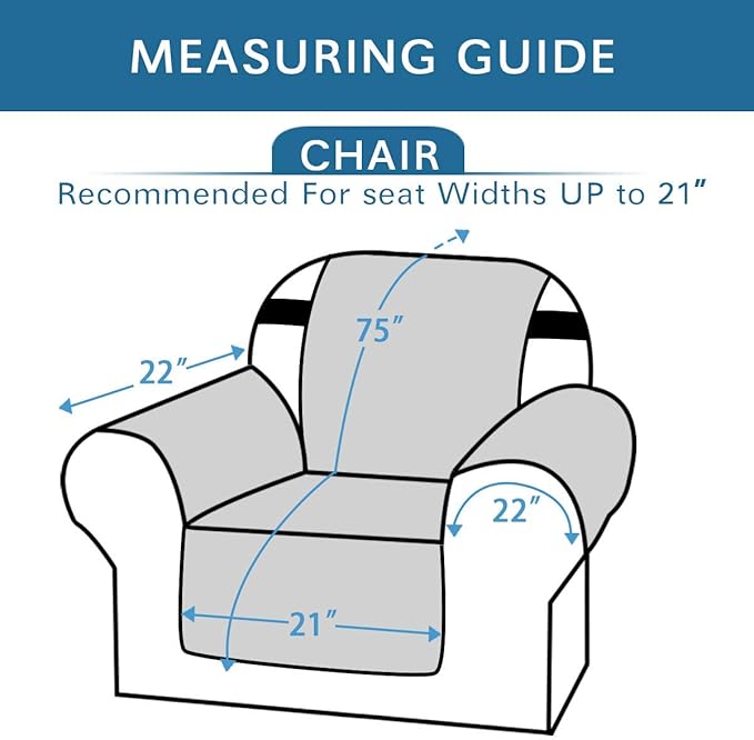 H.VERSAILTEX Water Resistant Chair Sofa Covers for Living Room Reversible Couch Covers for Chair Sofa Non Slip Furniture Protector Chair Cover Seat Width Up to 21"(Armchair, Dark Teal/Beige)