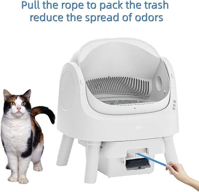 Cat Litter Box Liners for Automatic Self-Cleaning Litter Boxes, Heavy-Duty Tear-Resistant Leak-Proof Bags with Drawstring Closure, 25.6in×11.8in, FOXORU (40)