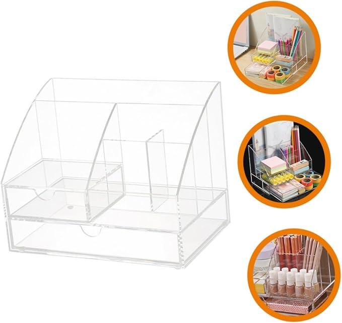 Compartment Storage Box Transparent Acrylic Desktop Organizer for Office Supplies Makeup Jewelry and Accessories Multi Drawer Storage for Use