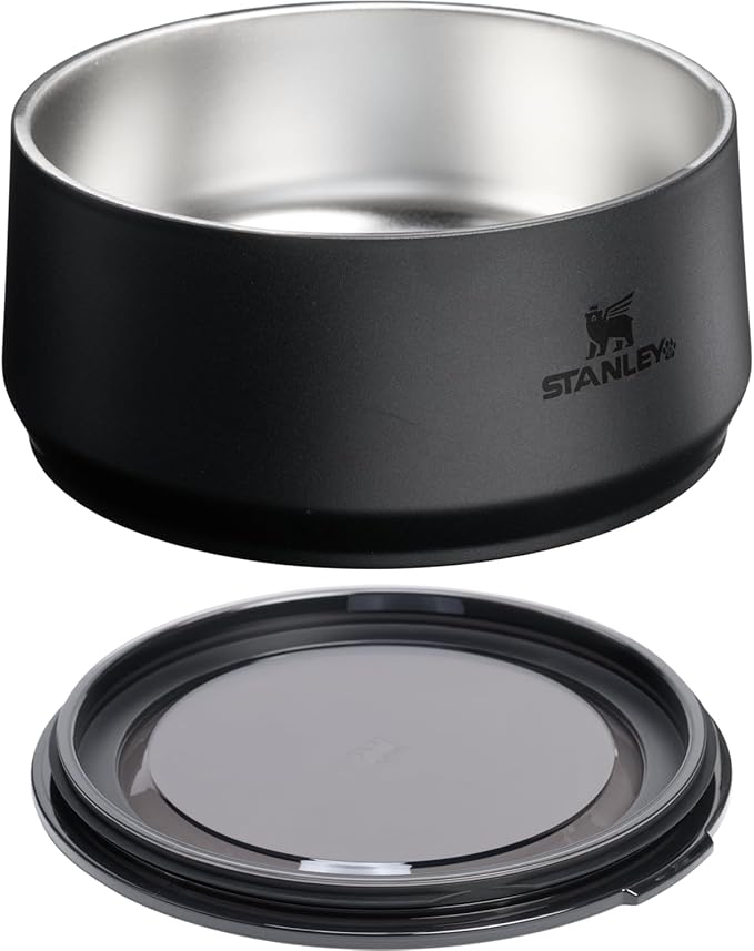 STANLEY Pet Bowl | 6-Cup (48 oz) Insulated Stainless Steel Dog & Cat Bowl | Splash-Resistant Lid | Dishwasher Safe | BPA-Free | Black 2.0