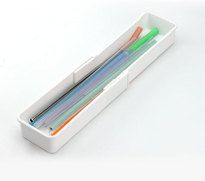 Expandable Straw Organizer Drawer for Cabinet,Reusable Extra Long Straw Drawer Organizer Fits for 60oz Stanley Long Straw