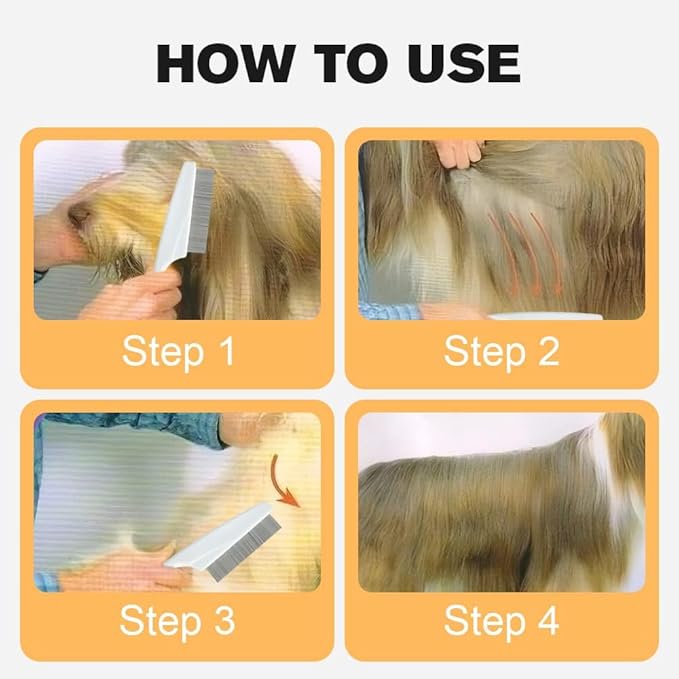 2 Pack Multifunctional Pet Comb, Upgrade Pet Grooming Brush Fine Magic Tear Stain Removal, Fine-Tooth Stainless Massage Comb Kit for Small Puppies and Dogs (White)