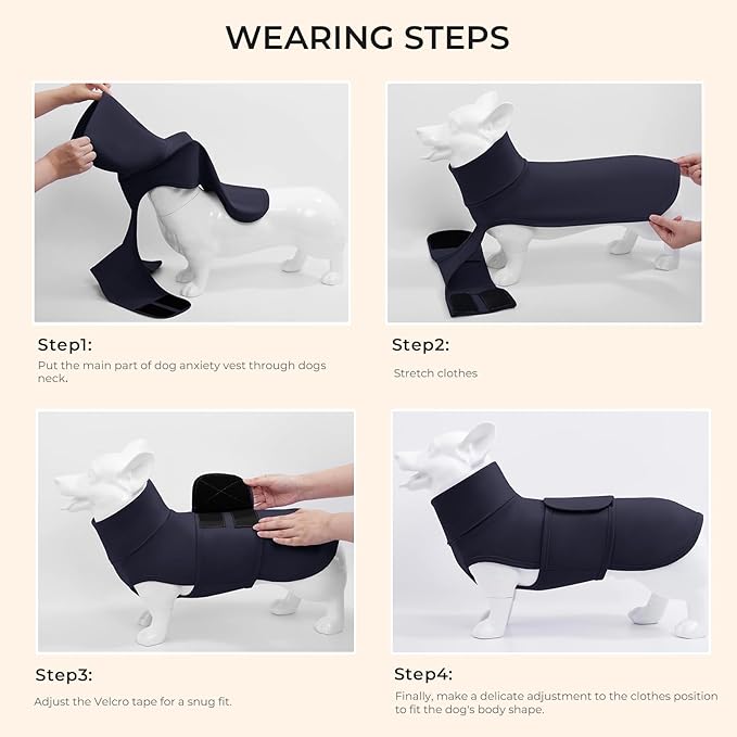 Dog Anxiety Calming Vest Adjustable Turtleneck Thunder Shirt Jacket for Fireworks, Separation, Vet Visits, Pet Hoodie for Large Medium Dogs