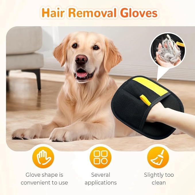Pet Hair Removal Gloves for Dogs & Cats – Double-Sided Electrostatic Grooming Mitt, Reusable & Washable, Gentle Massage