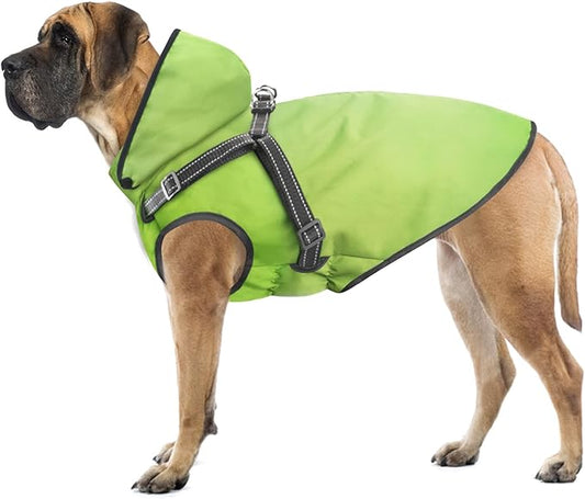 Mosucoirl Dog Raincoat Waterproof Dog Hoodie Reflective Dog Raincoat Hooded Adjustable Rain Jacket for Small Medium Large Dogs Puppies (Green, L)