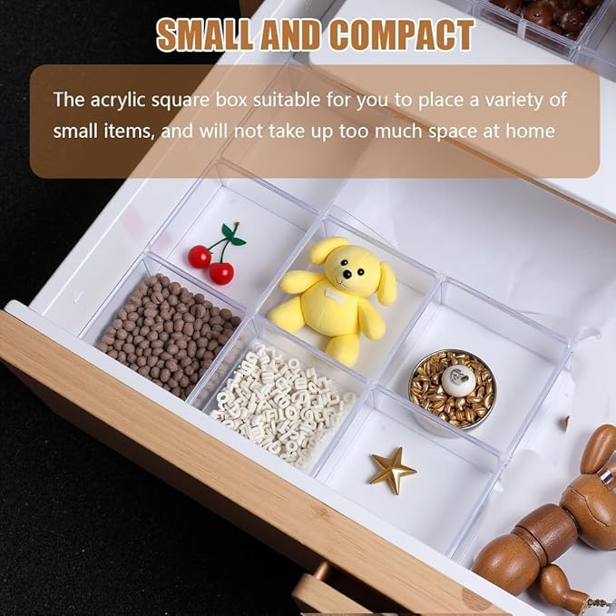 Clear Acrylic Boxes 2x2x2 Inch，Small acrylic gift box with Lid, Clear Square Cube Acrylic Candy Storage for Candy,Gift,Stackable Cube Container, Transparent Box Favor Boxes for Display