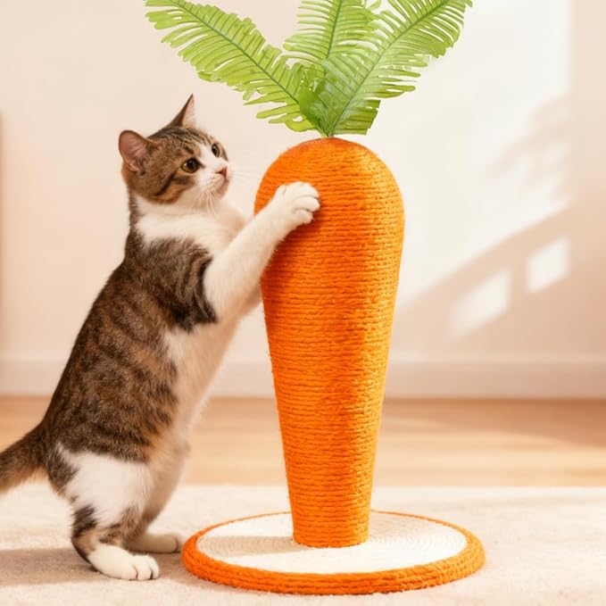 Carrot Cat Scratching Post, CuteTall Scratching Post, Indoor Nature Sisal Cat Scratcher for Cats and Kittens