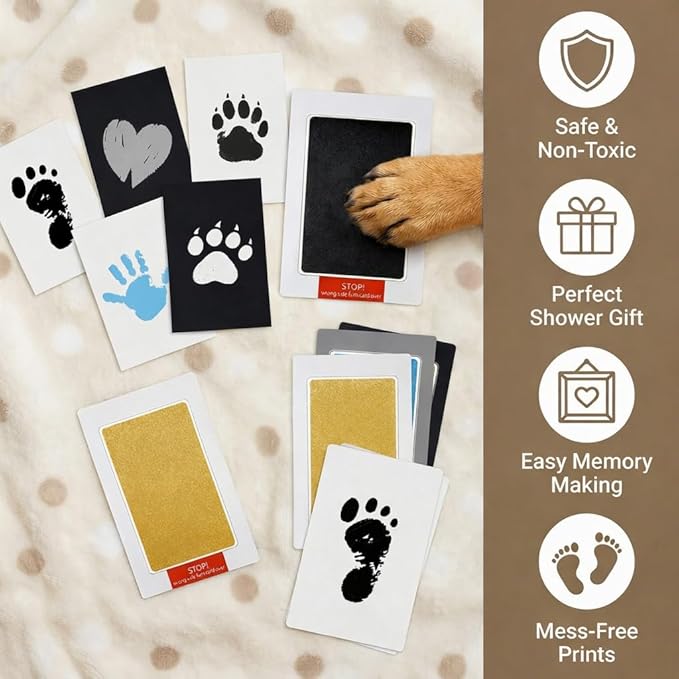 4 Packs Inkless Hand and Footprint Kit Mess Free Paw Print Kit for Dogs & Cats Clean Touch Ink Pad for Pet Nose & Paw Dog Mom New Mom Gifts(Multicolor)