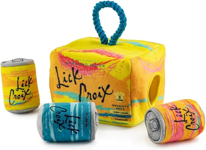 Haute Diggity Dog LickCroix Grrriety Pack, Plush Designer Dog Toys with Interactive Squeaker, Stimulating Pet Enrichment, Machine-Washable & Safe Materials for All Breeds, One Size