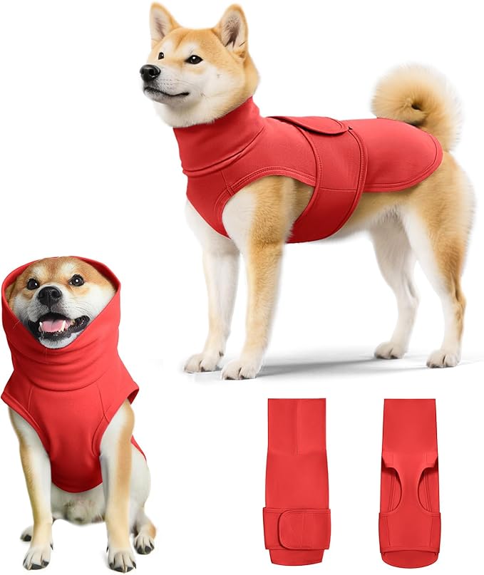 Dog Anxiety Calming Vest Adjustable Turtleneck Thunder Shirt Jacket for Fireworks, Separation, Vet Visits, Pet Hoodie for Large Medium Dogs