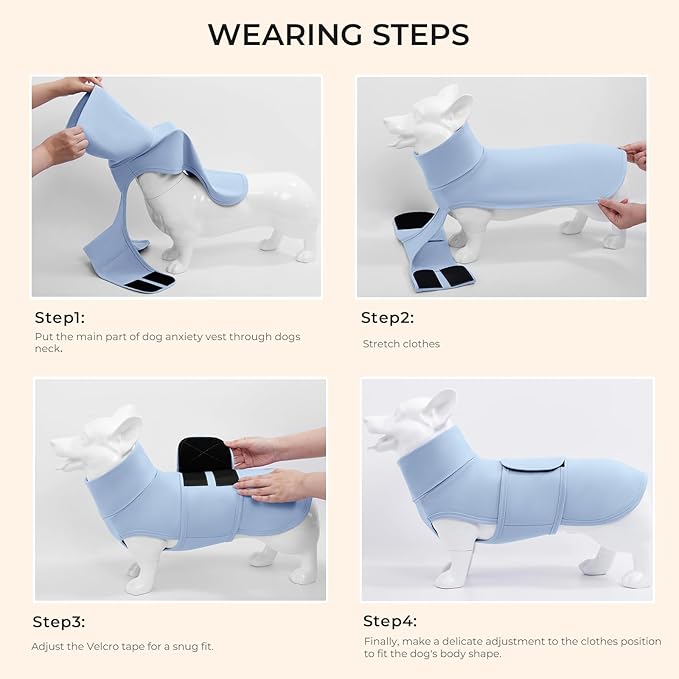 Dog Anxiety Calming Vest Adjustable Turtleneck Thunder Shirt Jacket for Fireworks, Separation, Vet Visits, Pet Hoodie for Large Medium Dogs