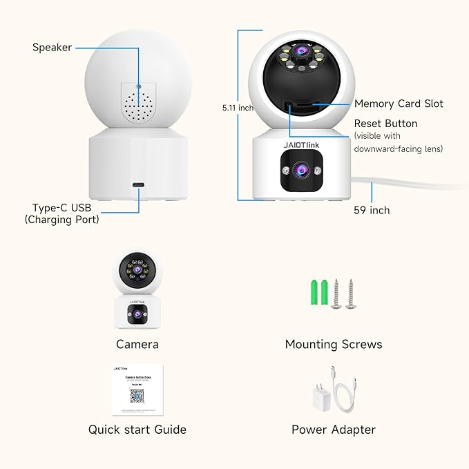 Indoor Pet Security Camera for Dog Cat, 360° Pan Tilt Baby Monitor, 2.5k Dual-Lens WiFi Camera with Phone App, 2.4G/5G WiFi, AI Human & Pet Detection,Compatible with Alexa