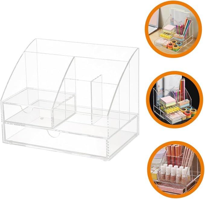Unomor Multi-purpose Acrylic Desk Organizer Stationery Sundries Organizer Tabletop Storage Box Drawer
