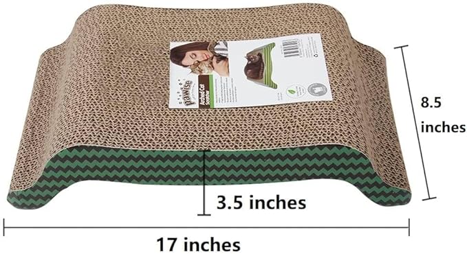 PAWISE Cat Scratcher Cardboard Reversible Kitty Scratching Pad Relaxing Lounge Pad (Arched, 17 X 8.5 Inches)