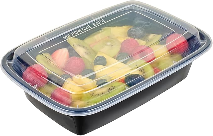 Restaurantware-Asporto 38 Ounce Take Out Containers, 100 Food Containers With Lids - Microwavable, Disposable, Black Plastic To Go Boxes For Food, No BPA, For Take Out And Delivery