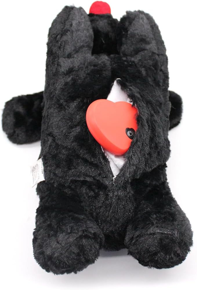 3T GROUP Puppy Heartbeat Stuffed Animal for Dog Heartbeat Toy Sleep Aid for Puppy Essentials Behavioral Training Anxiety Relief Calming Plush Pillow (Black)