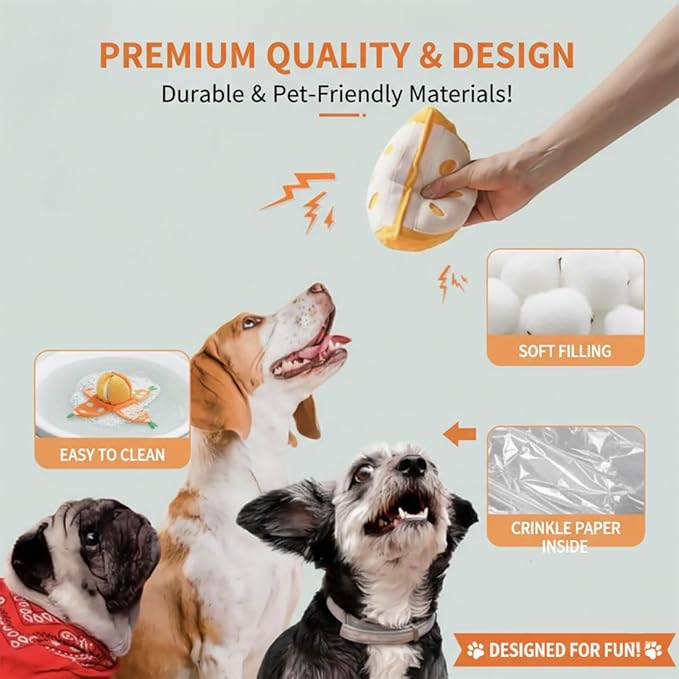 Orange Hide-and-Seek Plush Dog Toy, Watermelon Dogs Toy, 3 in 1 Interactive Snuffle Puzzle Dog Toys with Crinkle Papers for Small Medium Dogs Nosework Enrichment for Boredom Relief (2PCSC)