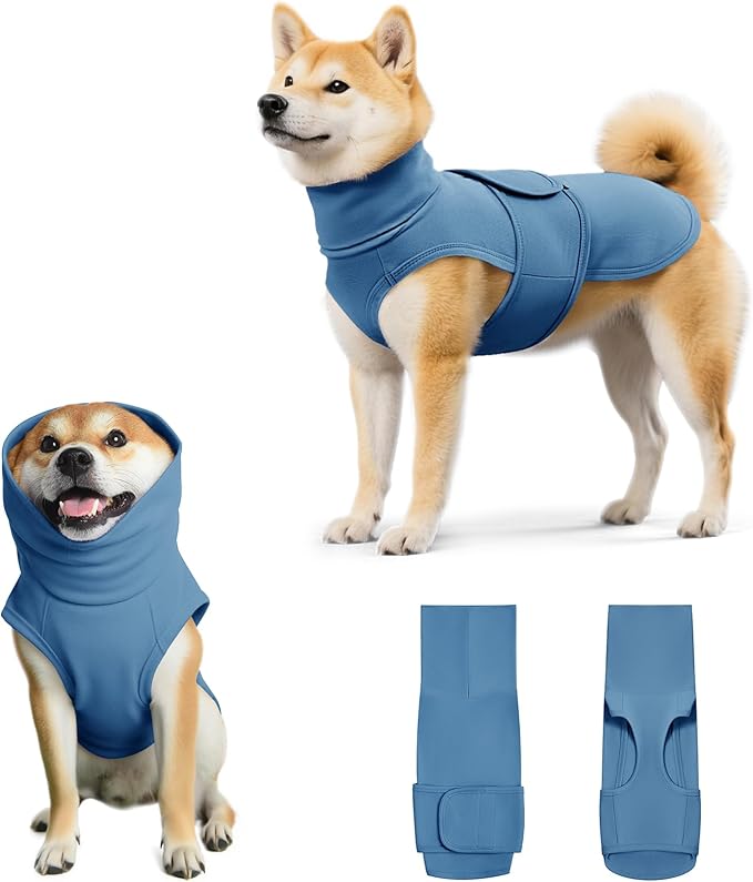 Dog Anxiety Calming Vest Adjustable Turtleneck Thunder Shirt Jacket for Fireworks, Separation, Vet Visits, Pet Hoodie for Large Medium Dogs