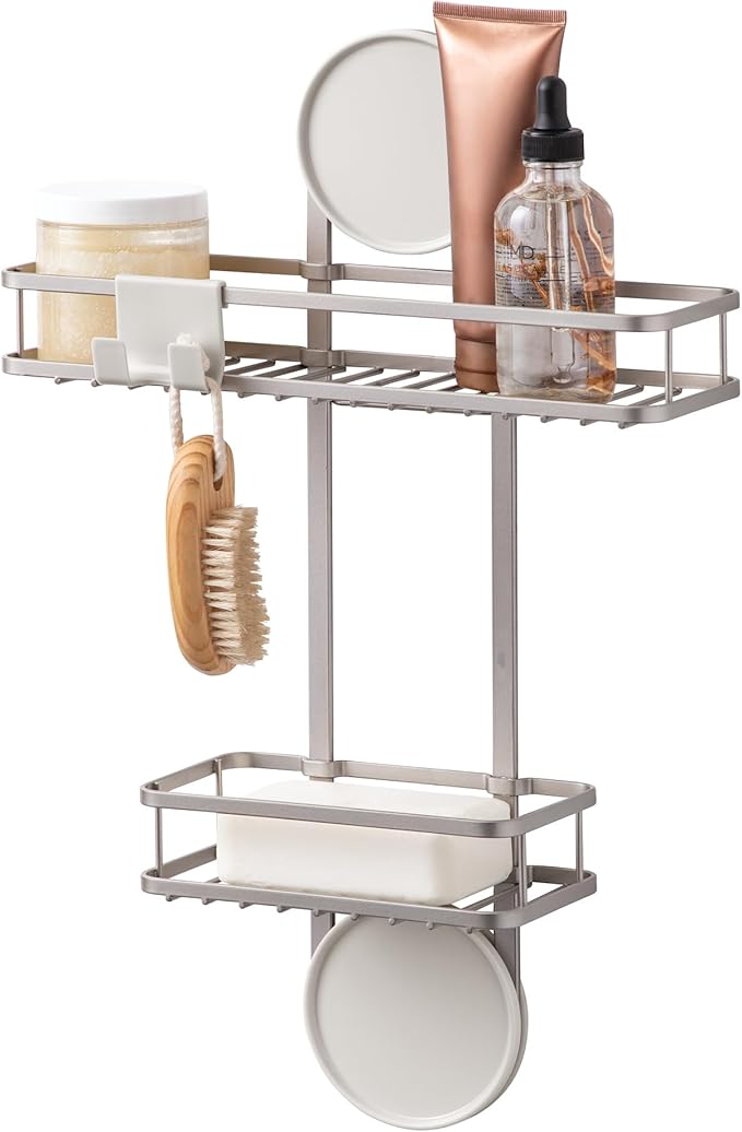 iDesign Self-Adhesive Shower Caddy with Razor Holder - Satin