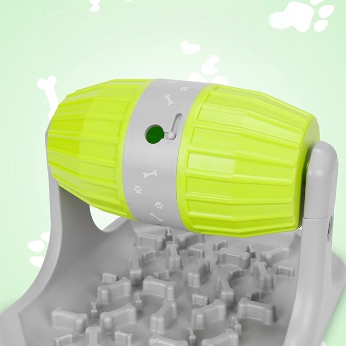 Interactive Dog Puzzle Feeder Toy Adjustable Food Port Slip Base Rolling Treat Dispenser for Mental Interactive Puppy Feeder
