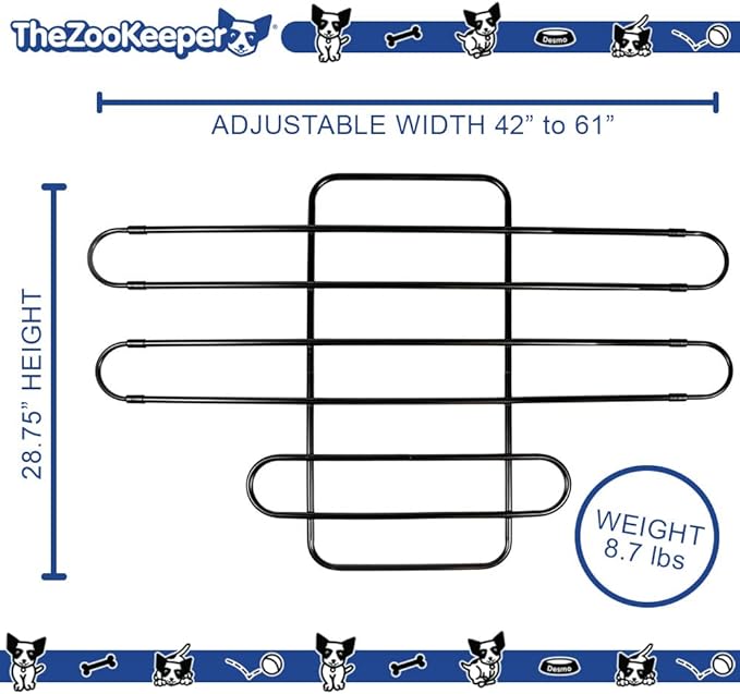 The Original Zookeeper Vehicle Pet Barrier: Adjustable Universal for Cars, Trucks, SUVs - Moves with Your Vehicle Seats. Tilt. Slide. Recline. Easy Install - Strong Metal Tubing Gate Divider