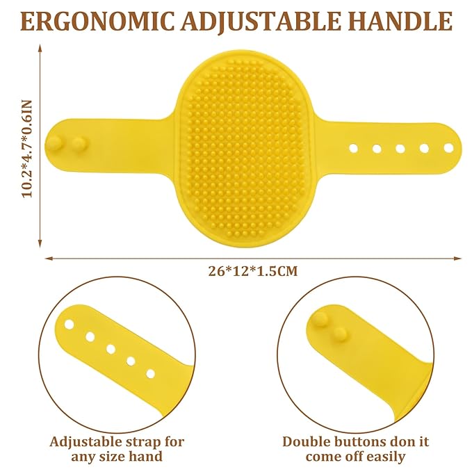 Deshedding Dog Brush for Short Haired Dogs and Cats with Band，and 2 Pcs Silicone Grooming Brushes, ReReduces Shedding, Non-Slip Grip, Gentle Grooming