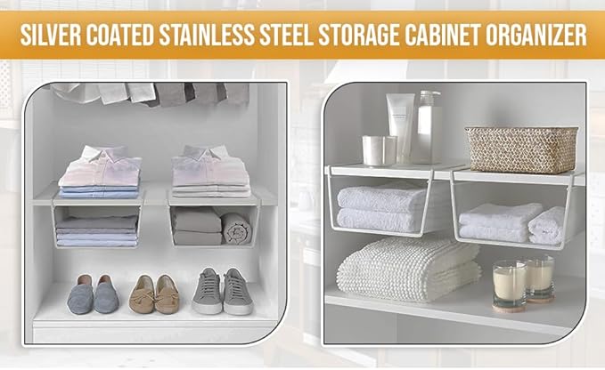 YBM Home Under Shelf Basket (2-Pack) Mesh Stainless Steel Storage Under Cabinet Hanging Basket Rack Maximize Space in Cabinets, Pantry Room, Bathroom, Laundry Room, and More, 1131
