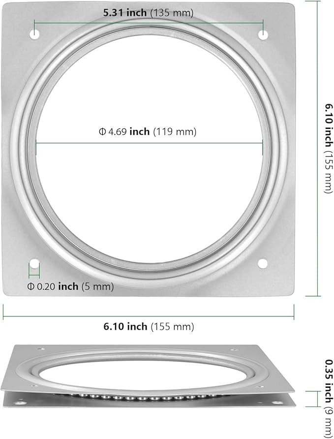 HAKZEON 15 Pack 6 Inch Lazy Susan Turntable Heavy Duty, 500 lbs Capacity Ball Bearing Swivel Plate, Square Rotating Turntable Hardware for Kitchen Cabinet, Makeup Organizer, Craft Project