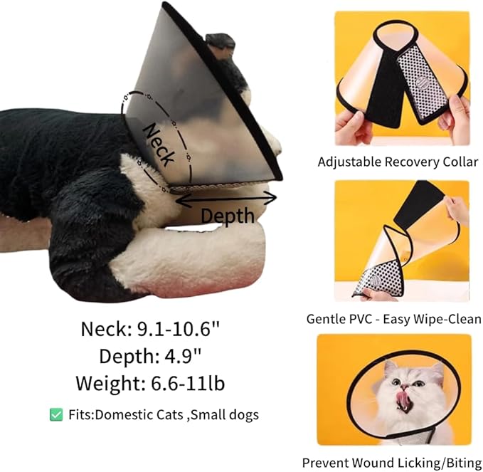 6 Pcs Surgery Recovery Kit for Dogs Cats –Adjustable Dog Cone & Fluffy Dog Blanket(27''x39'') – Get Well Soon – Cleaning Wipes,Calming Toy, Bandages & Mesh Bag – Sympathy Gift for Pet (yellow-S)