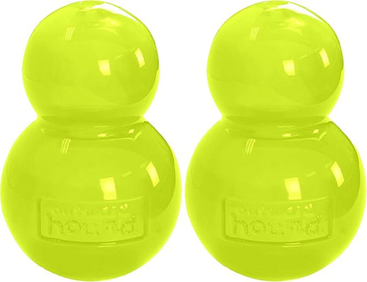 Outward Hound Double-Tuff Stuffable Dog Toy, Large 5-Inch Green - Treat Dispensing Chew Ball for Medium to Large Dogs, Interactive Puzzle for Enrichment & Slow Feeding (Pack of 2)