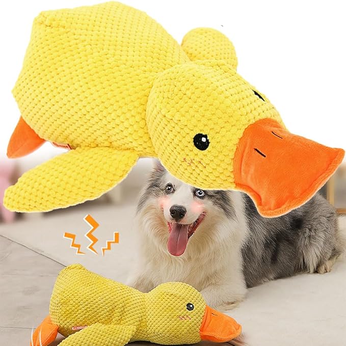 Calming Duck Dog Toy,Emotional Support Duck for Dogs (Yellow 9 * 8in)