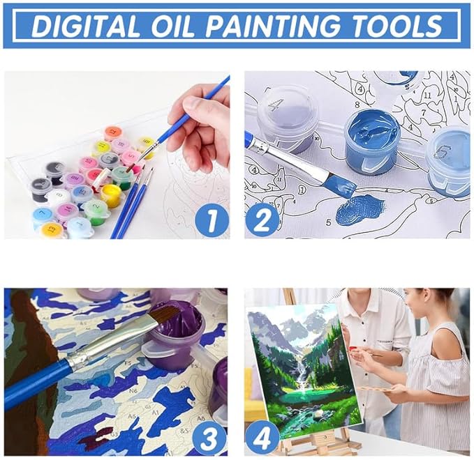 DIY Paint by Numbers for Adults Beginner, Calm Ocean Waves at Dawn, Paint by Numbers Kit Dog Painting by Numbers for Adults, 16" x 20"