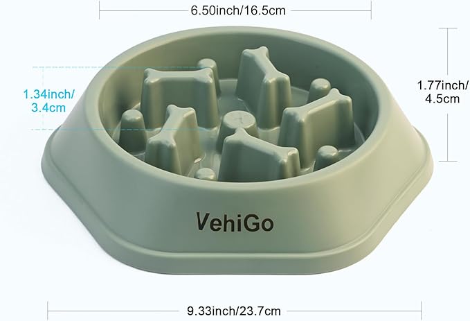 Dog Slow Feeder Bowl for Small & Medium Breeds, Anti-Choking Puzzle Food Bowl, Non Slip Interactive Dog Feeder for Healthy Eating Habits, Dishwasher Washable (Green)