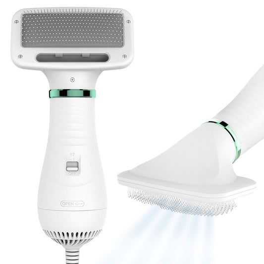 2-in-1 Dog Hair Dryer with Brush — 300W Dry & Groom in One, Adjustable Heat, Overheat Protection