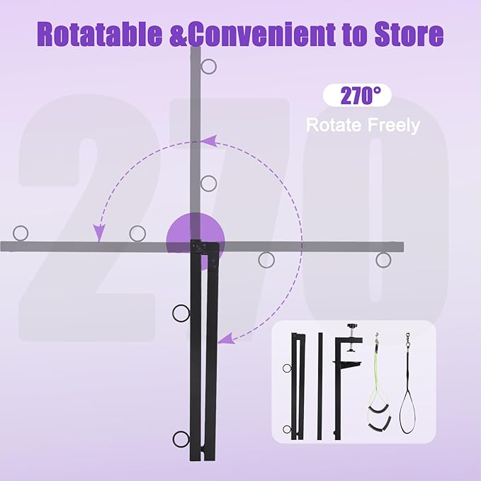 Dog Grooming Supplies, Dog Grooming Arm Kit 26"-40" Height with Harness & Hammock Sling for Small Dogs - Pet Grooming Table Accessory for Nail Trimming.