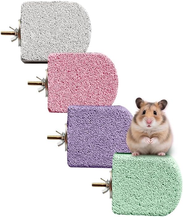 4 Pack Medium Size Lava Ledge for Small Pets - Chinchilla, Hamster, Parrot - Grinding & Jumping Platform with 4 Colors (Gray, Pink, Purple, Cyan)