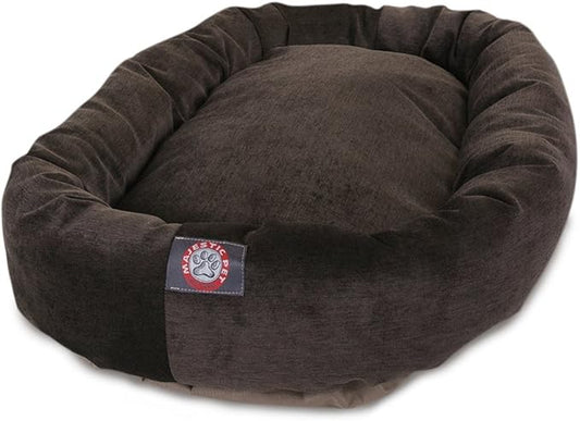 Majestic Pet Storm 24" Micro Velvet Dog Bed, Soft Round Pet Bed with Spine Support, Water Resistant, Machine Washable, 24x19x7 (inch) - Small