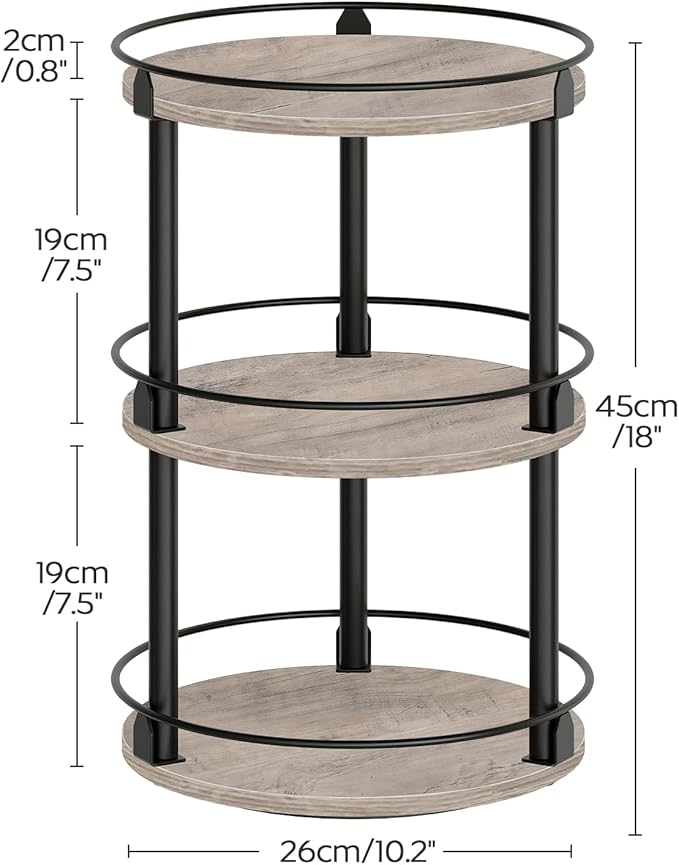 Spice Rack, Set of 2 Lazy Susan Organizer, 3-Tier Turntable Organizer, Rotating Spice Rack Organizer For Cabinet, Compact and Versatile, Greige and Black SR23L2BG