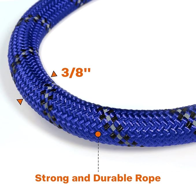 Taglory Rope Dog Leash 6FT with Comfortable Padded Handle, Highly Reflective Threads Leash for Small Dogs, 3/8 inch, Navyblue