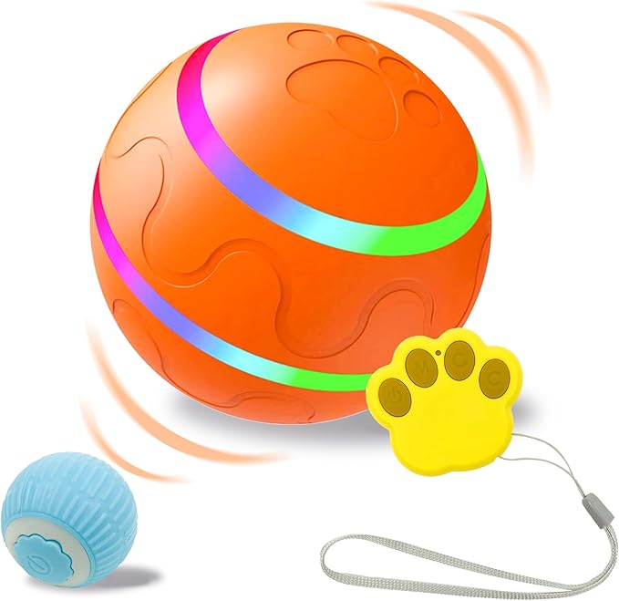 Smart Interactive Dog Ball with Remote Control - Automatic Moving Vibration Ball for Pets,Bounce, Vibrate, Rechargeable, Waterproof pet Toy,360 ° chew Resistant Material(Orange)