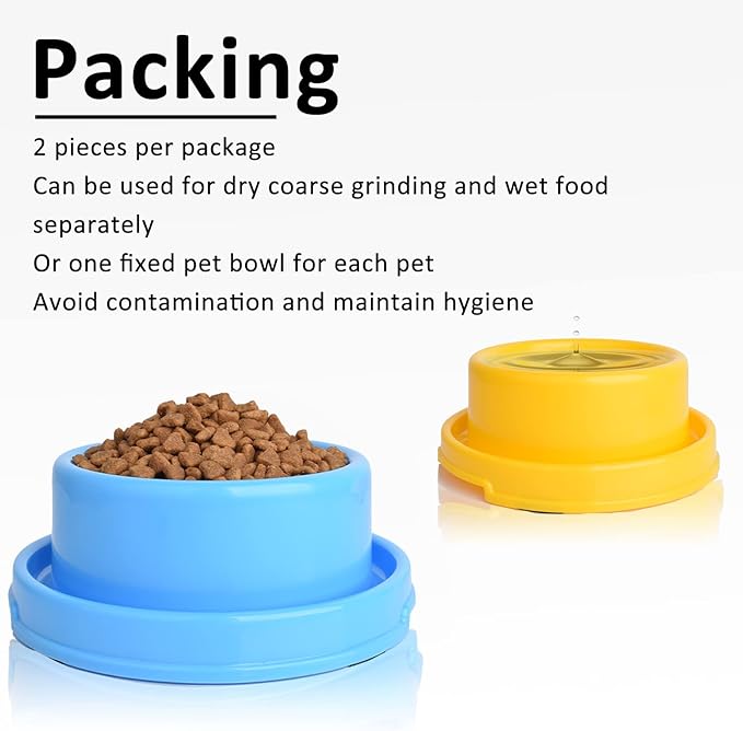 2pcs Dog Bowls Pet Cat Puppy Food Bowls Plastic Round No Spill Water Food Feeder Dish Colorful Feeding Eating Bowls