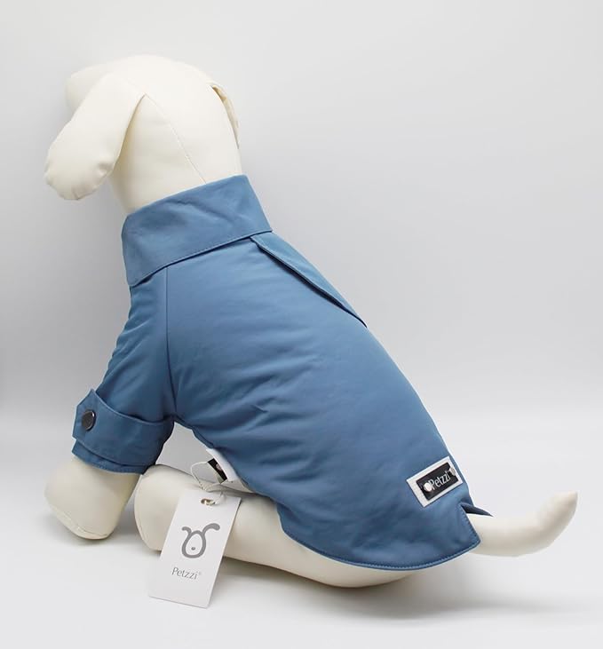 Pet Dog Puppy Cat Clothes Trench Coat Jacket - Theodore (Medium, Blue)