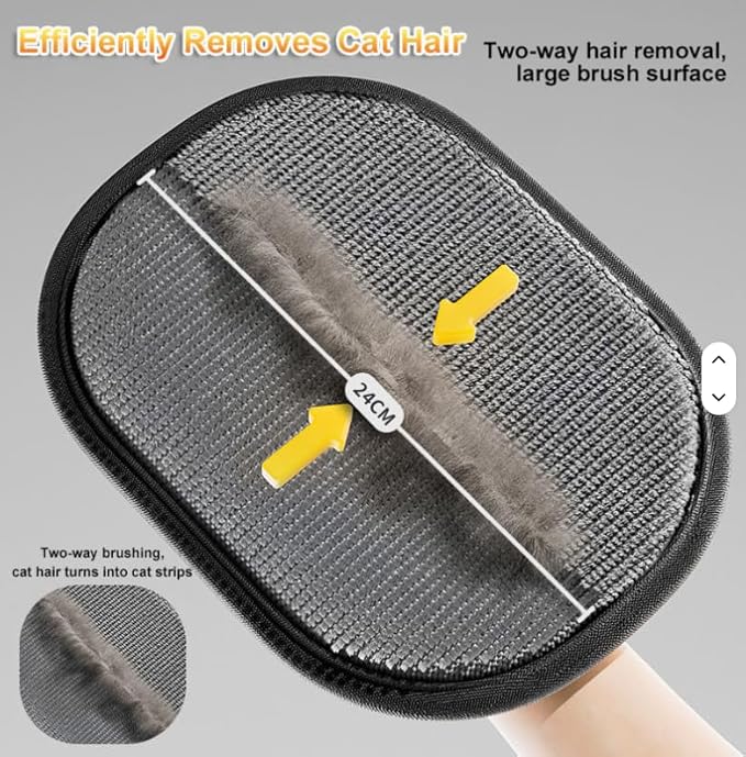 Pet Hair Removal Gloves for Dogs & Cats – Double-Sided Electrostatic Grooming Mitt, Reusable & Washable, Gentle Massage